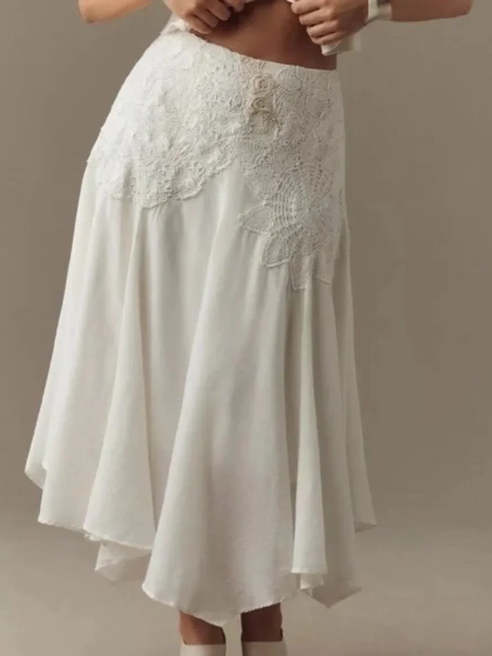 NWT 6P Anthropologie Crafted Crochet Skirt Lace Applique Lined - Picture 2 of 16